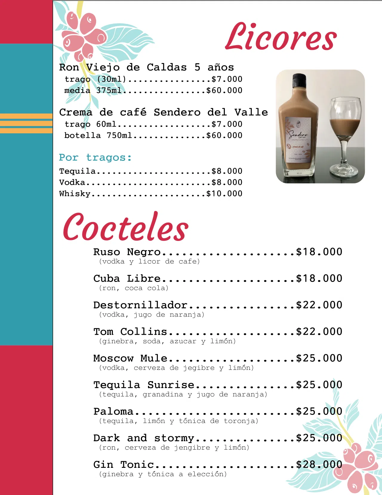 licores y cocteles